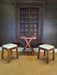 Teak Wood Stool Set with Patterned Fabric Upholstery - WoodenTwist