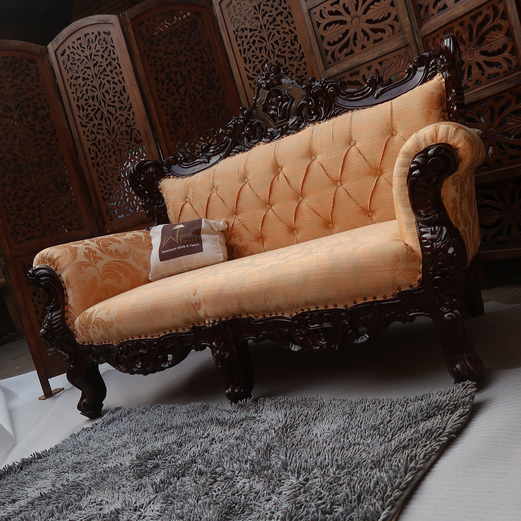 Wooden Boutique French Baroque Style Hand Carved Sofa (2 Seater) - WoodenTwist