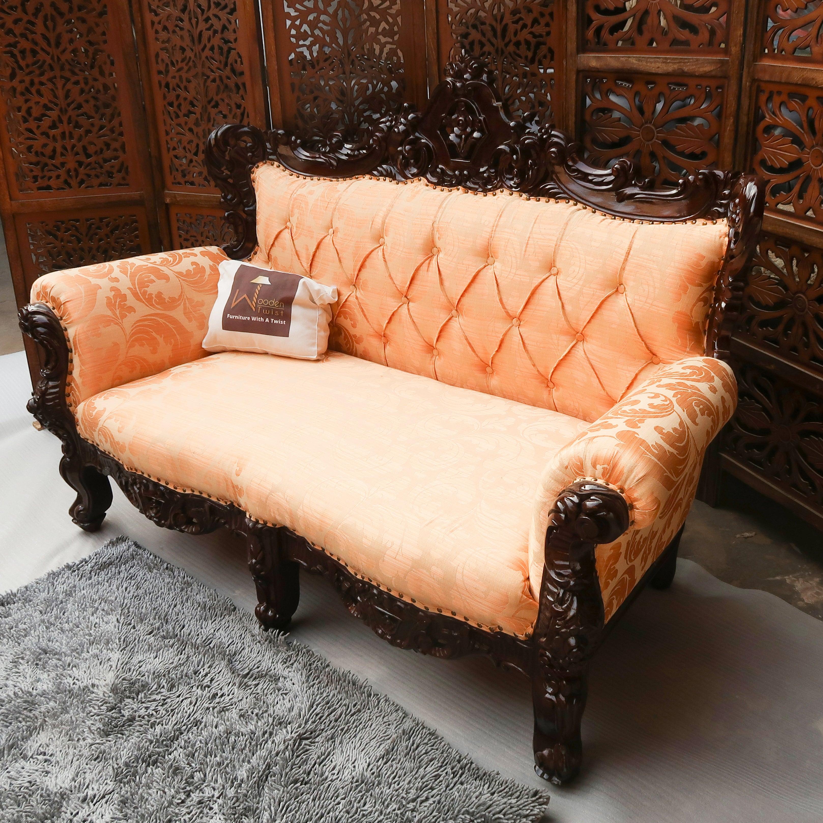 Wooden Boutique French Baroque Style Hand Carved Sofa (2 Seater) - WoodenTwist