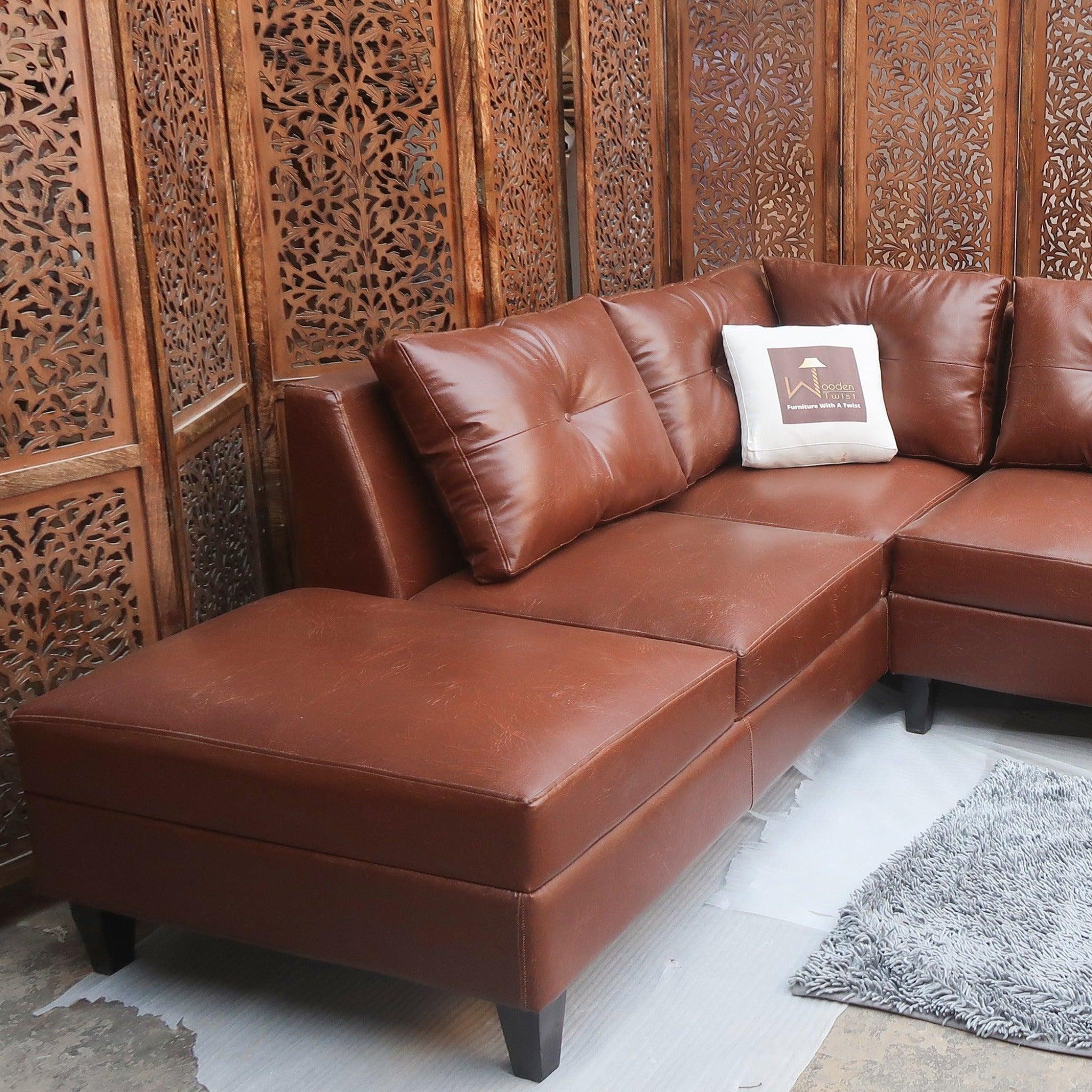 Buy Elizalina Seater LHS L Shape Sofa Set (Brown) Yr