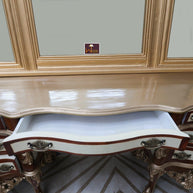 Royal Gold Luxury Hand Carved Wooden Teak Wood Dressing Table with Mirror - WoodenTwist