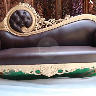 Hand Carved Canapé Teak Wood Victorian Style Sofa Couch - WoodenTwist