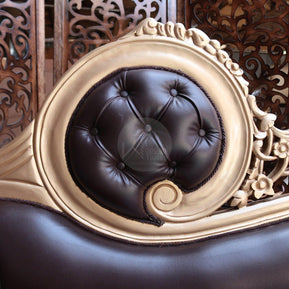 Hand Carved Canapé Teak Wood Victorian Style Sofa Couch - WoodenTwist