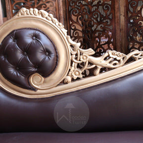 Hand Carved Canapé Teak Wood Victorian Style Sofa Couch - WoodenTwist