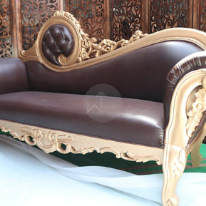 Hand Carved Canapé Teak Wood Victorian Style Sofa Couch - WoodenTwist