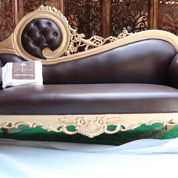 Hand Carved Canapé Teak Wood Victorian Style Sofa Couch - WoodenTwist