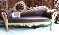 Hand Carved Canapé Teak Wood Victorian Style Sofa Couch - WoodenTwist