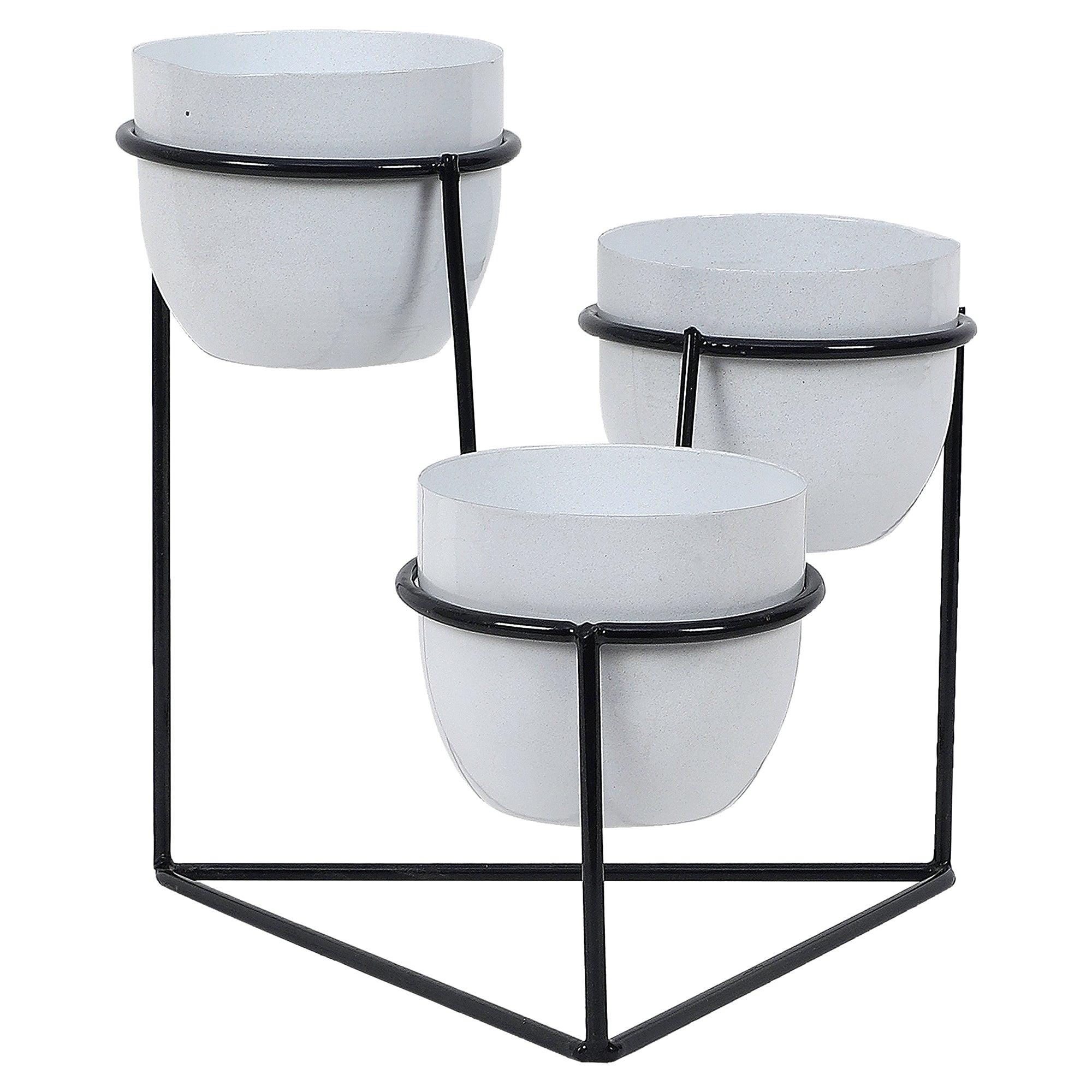 Triangle Stand Planter Black & White - WoodenTwist