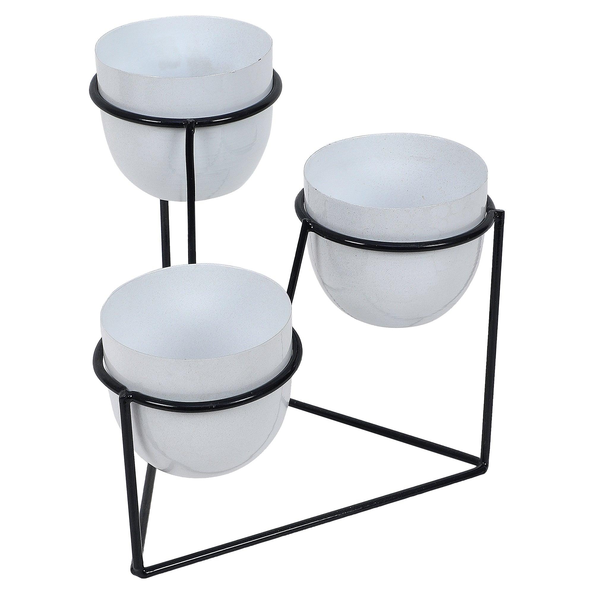 Triangle Stand Planter Black & White - WoodenTwist