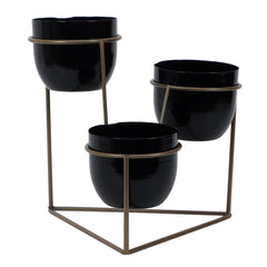 Traingle Stand Planter Gold & Black - WoodenTwist