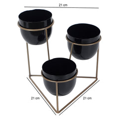 Traingle Stand Planter Gold & Black - WoodenTwist