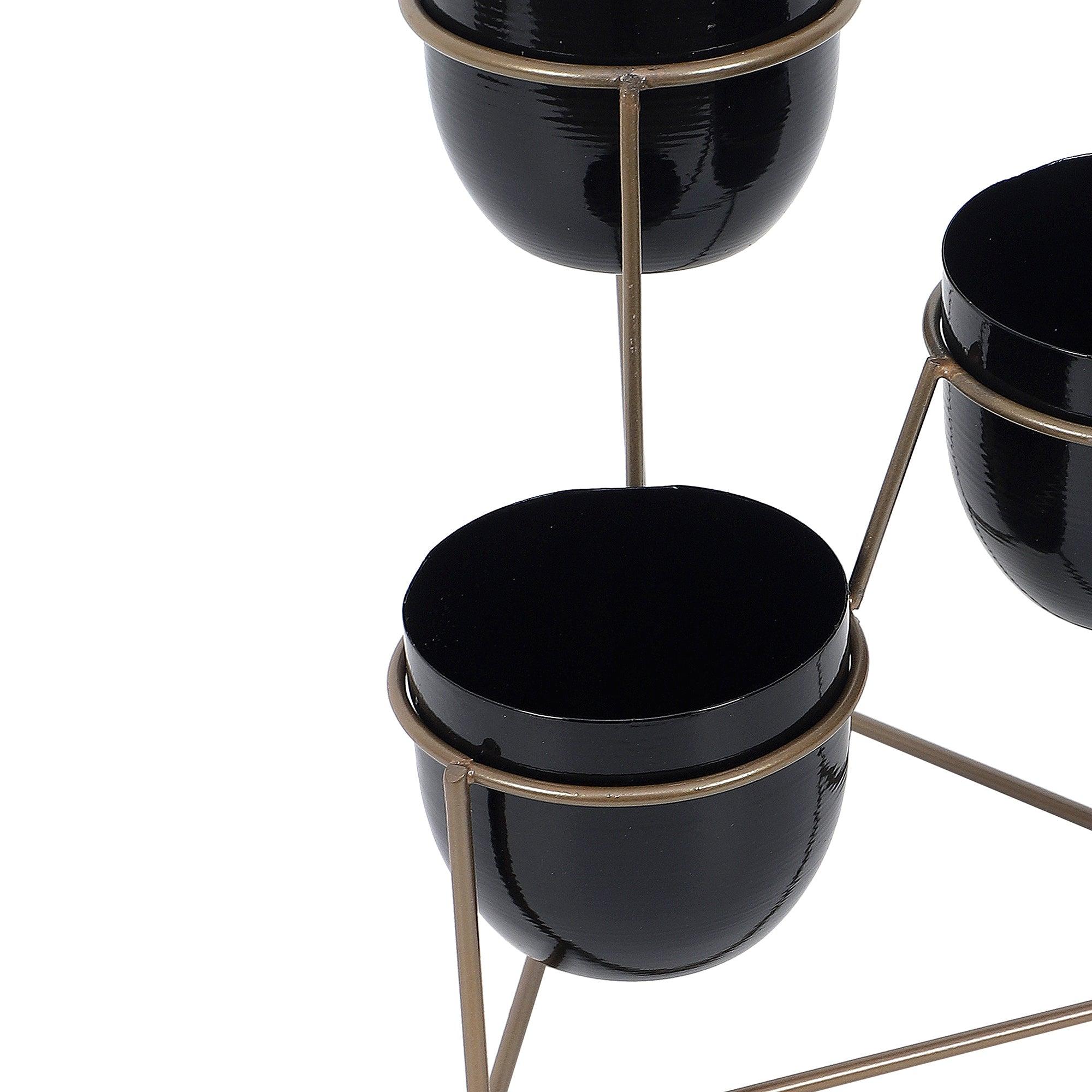 Traingle Stand Planter Gold & Black - WoodenTwist