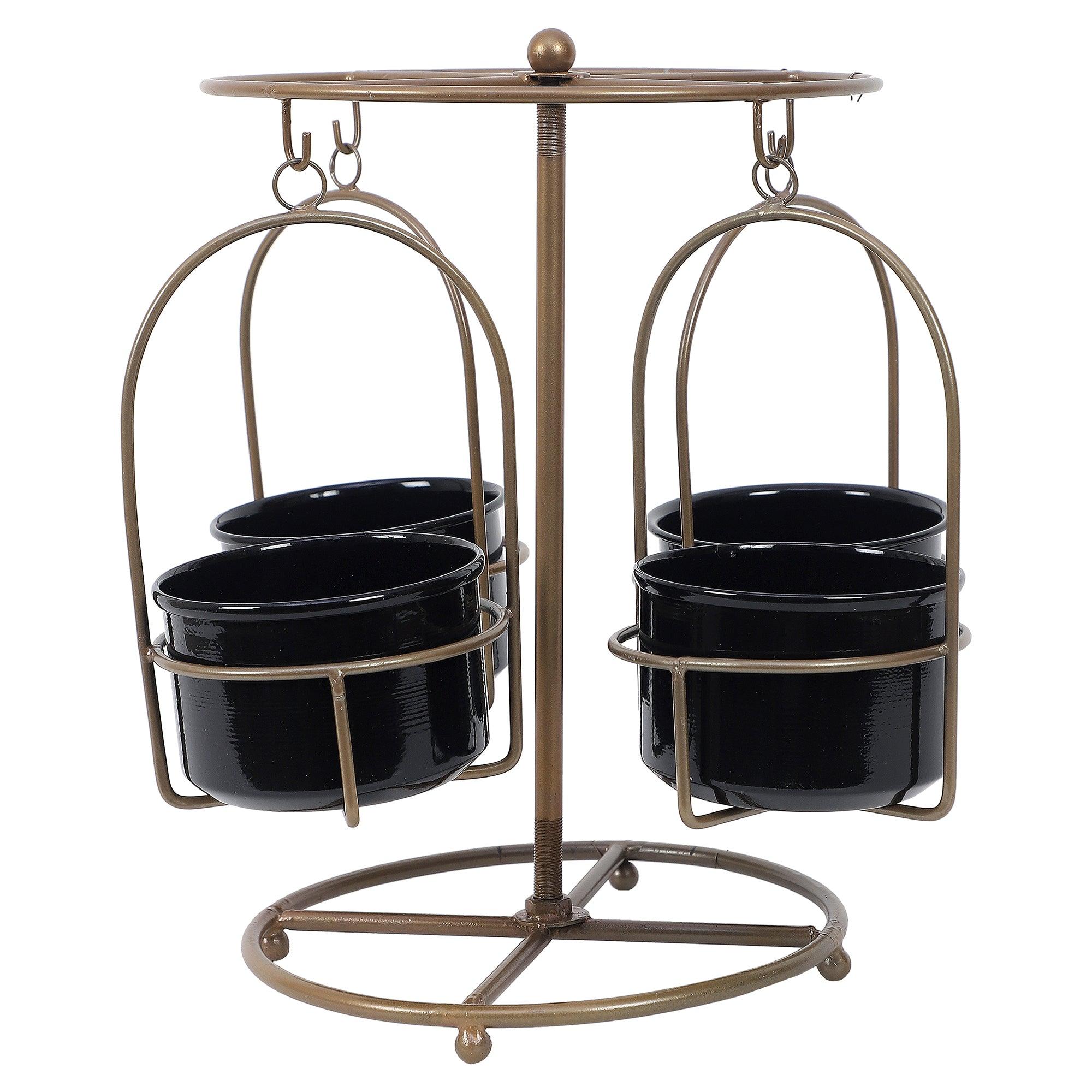 Gold & Black Merry Go Round Revolving Planter - WoodenTwist