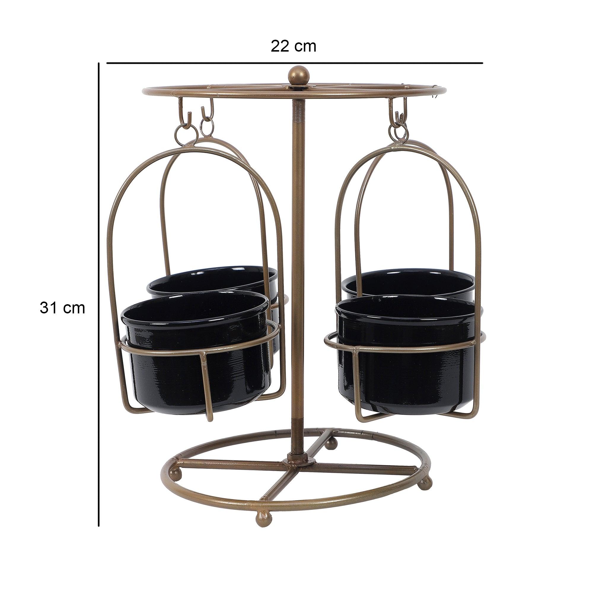 Gold & Black Merry Go Round Revolving Planter - WoodenTwist