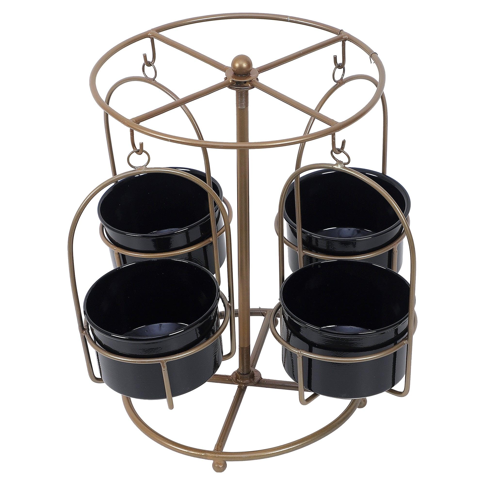 Gold & Black Merry Go Round Revolving Planter - WoodenTwist