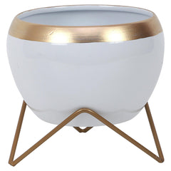 Apple Shape Metal White & Gold Planter (Set of 2) - WoodenTwist