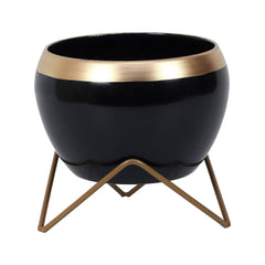 Apple Shape Metal Black & Gold Planter Set of 2 - WoodenTwist