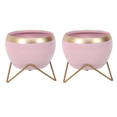 Apple Shape Metal Pink & Gold Planter (Set of 2) - WoodenTwist