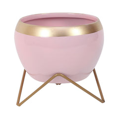 Apple Shape Metal Pink & Gold Planter (Set of 2) - WoodenTwist