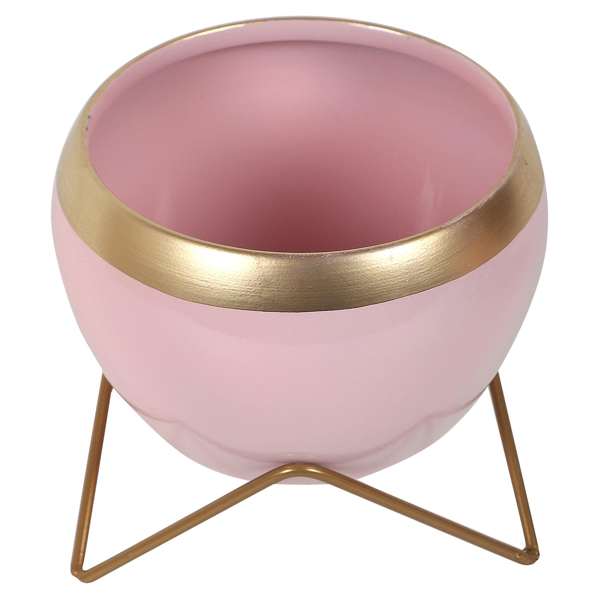 Apple Shape Metal Pink & Gold Planter (Set of 2) - WoodenTwist