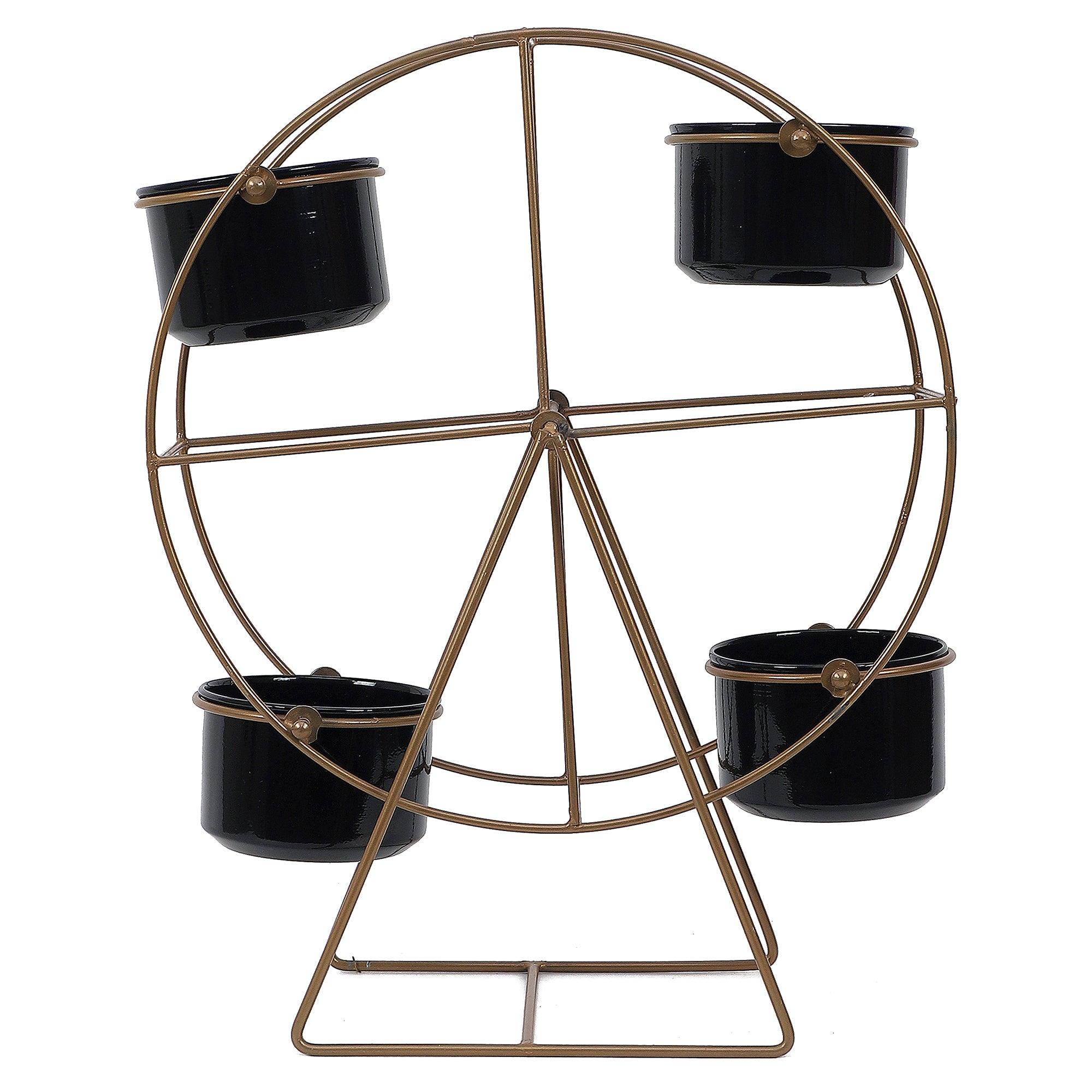 Revolving Wheel Gold & Black Revolving Planter - WoodenTwist