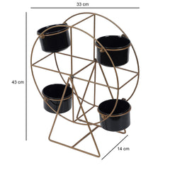 Revolving Wheel Gold & Black Revolving Planter - WoodenTwist