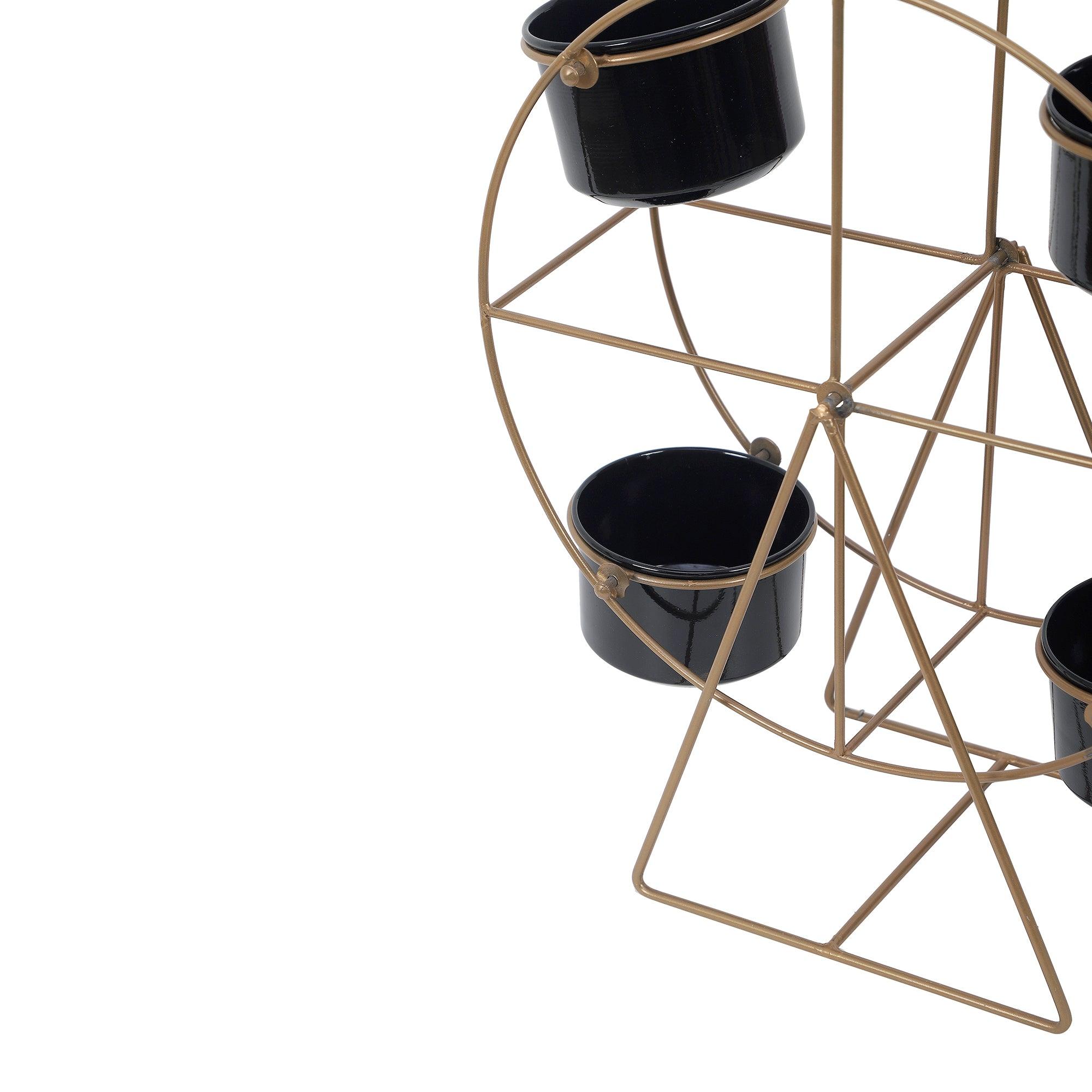 Revolving Wheel Gold & Black Revolving Planter - WoodenTwist