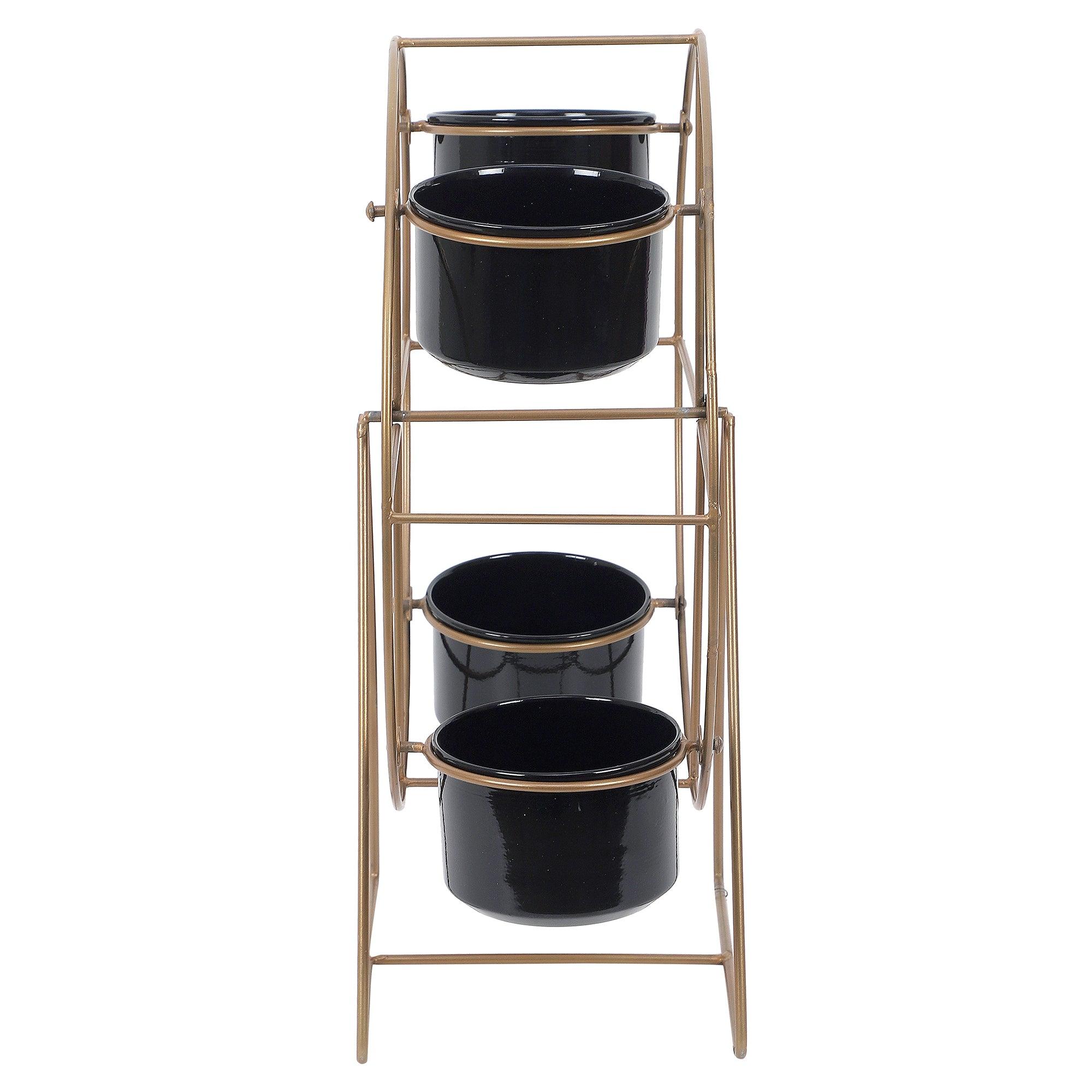 Revolving Wheel Gold & Black Revolving Planter - WoodenTwist