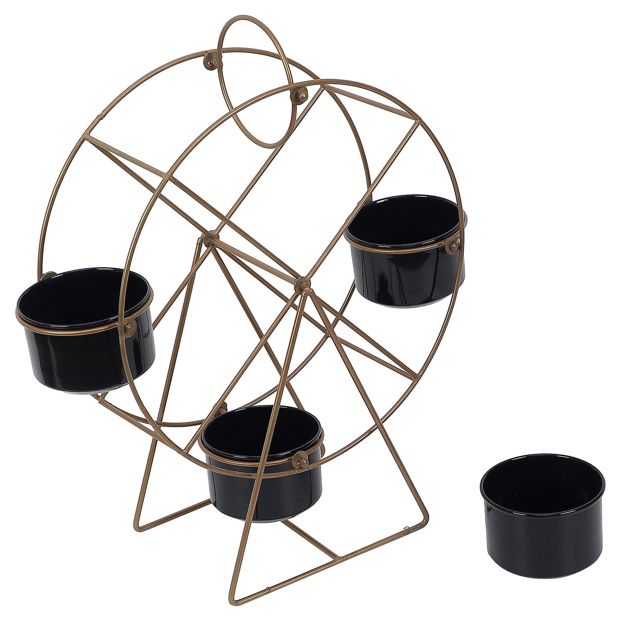 Revolving Wheel Gold & Black Revolving Planter - WoodenTwist