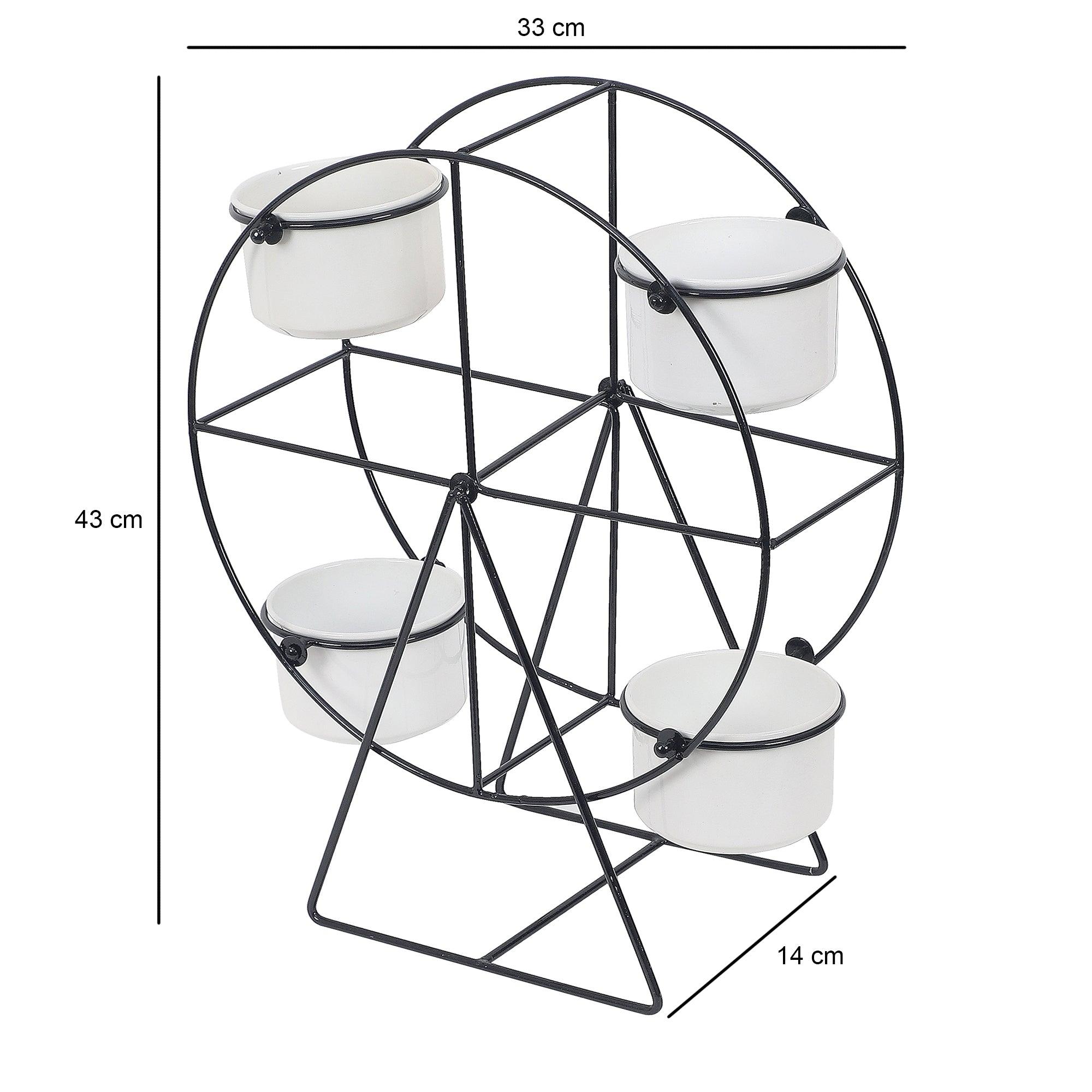 Revolving Wheel Black & White Revolving Planter - WoodenTwist