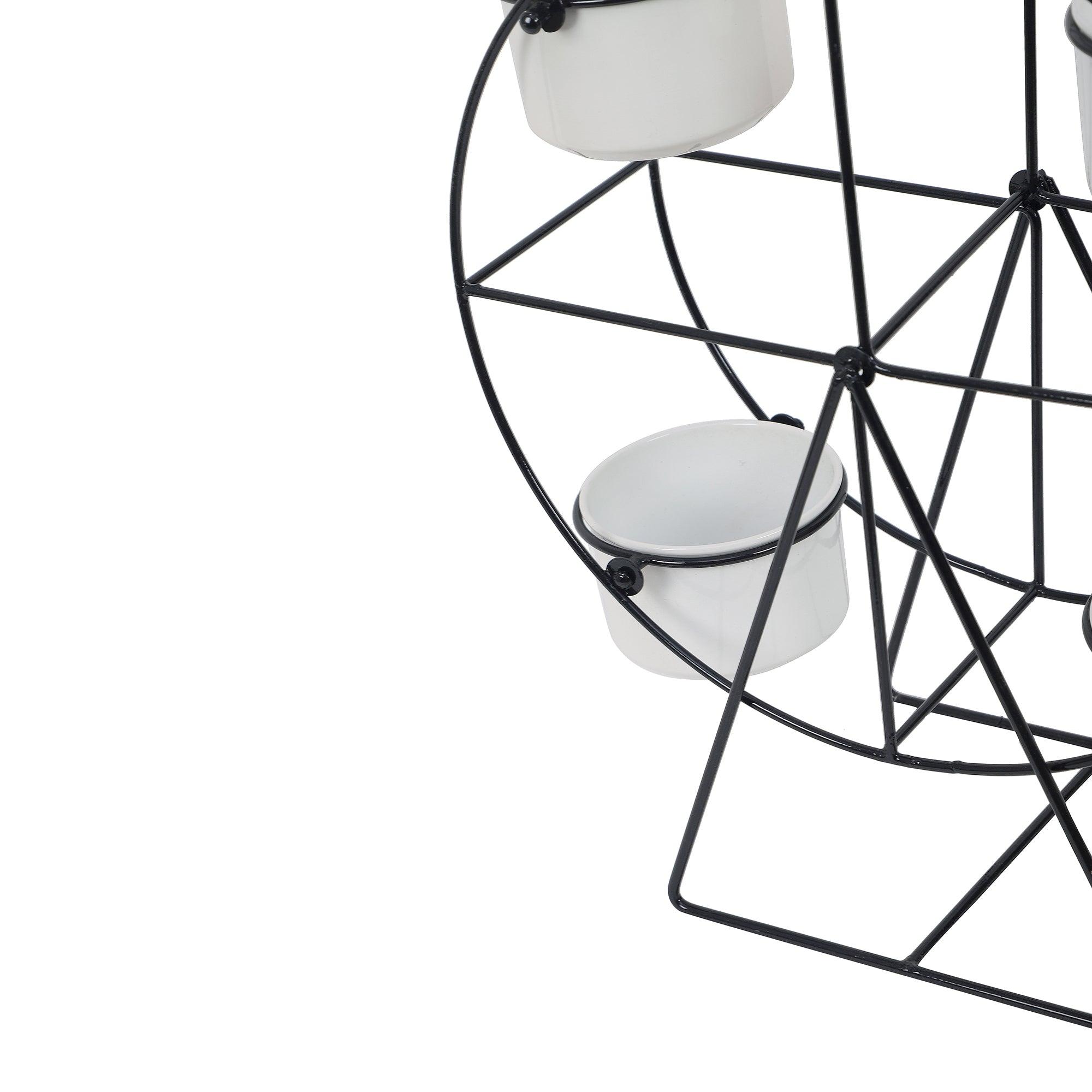 Revolving Wheel Black & White Revolving Planter - WoodenTwist