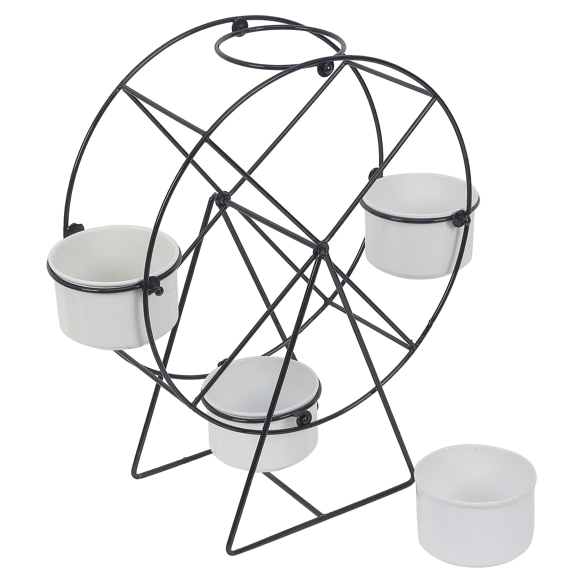 Revolving Wheel Black & White Revolving Planter - WoodenTwist