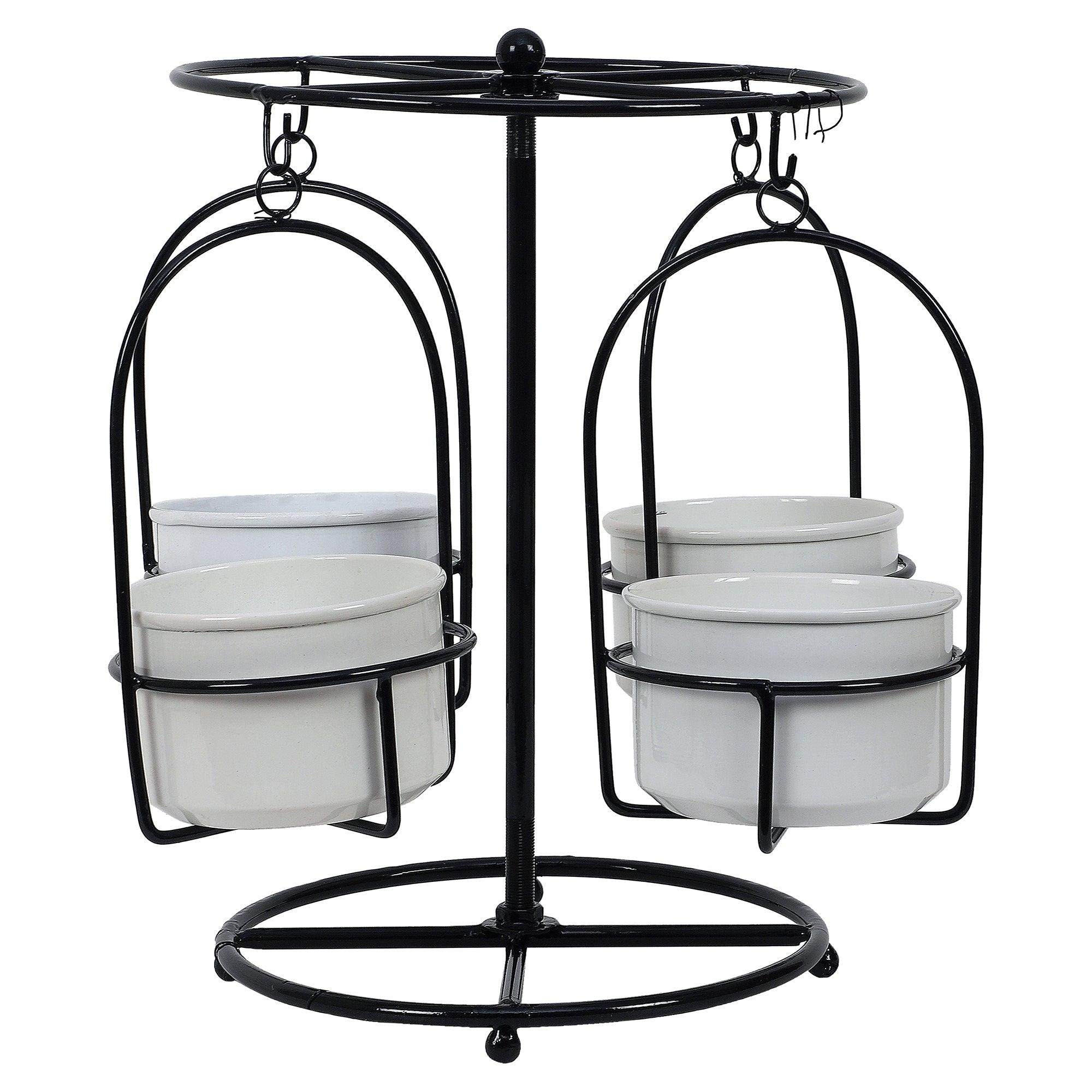 Black & White Merry Go Round Revolving Planter - WoodenTwist