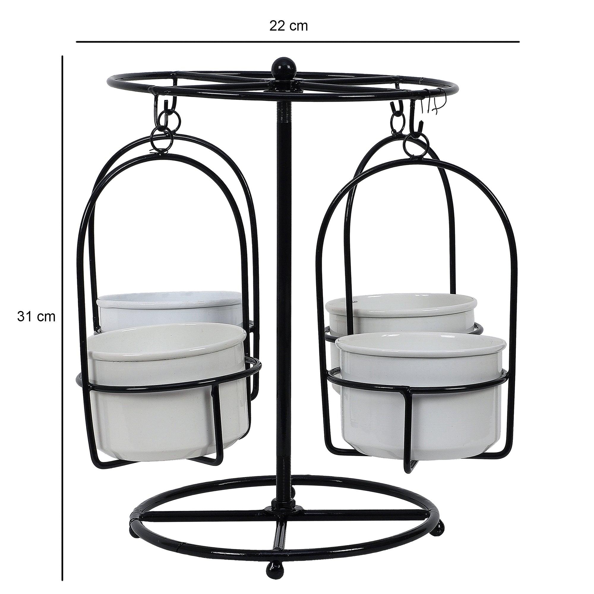 Black & White Merry Go Round Revolving Planter - WoodenTwist