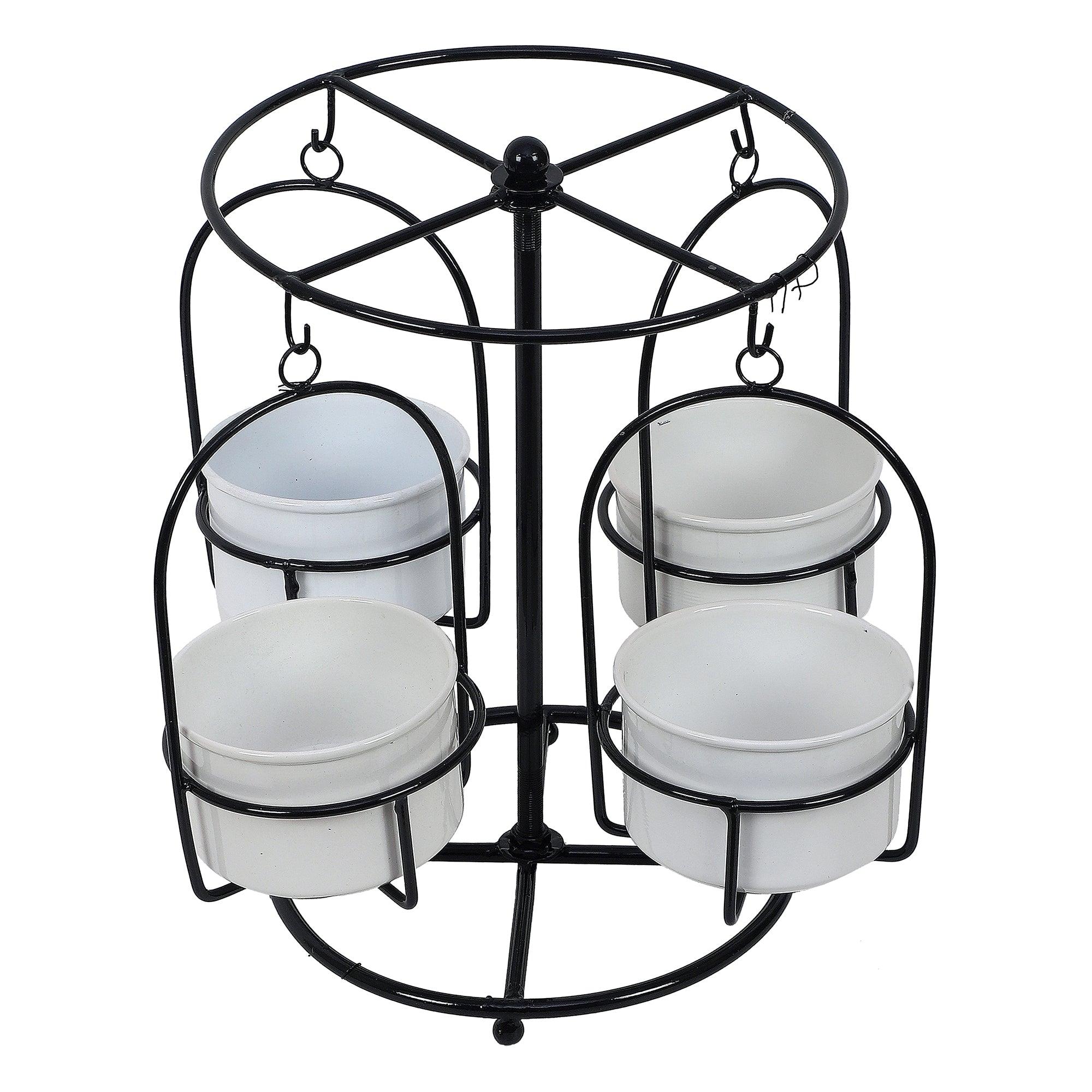 Black & White Merry Go Round Revolving Planter - WoodenTwist