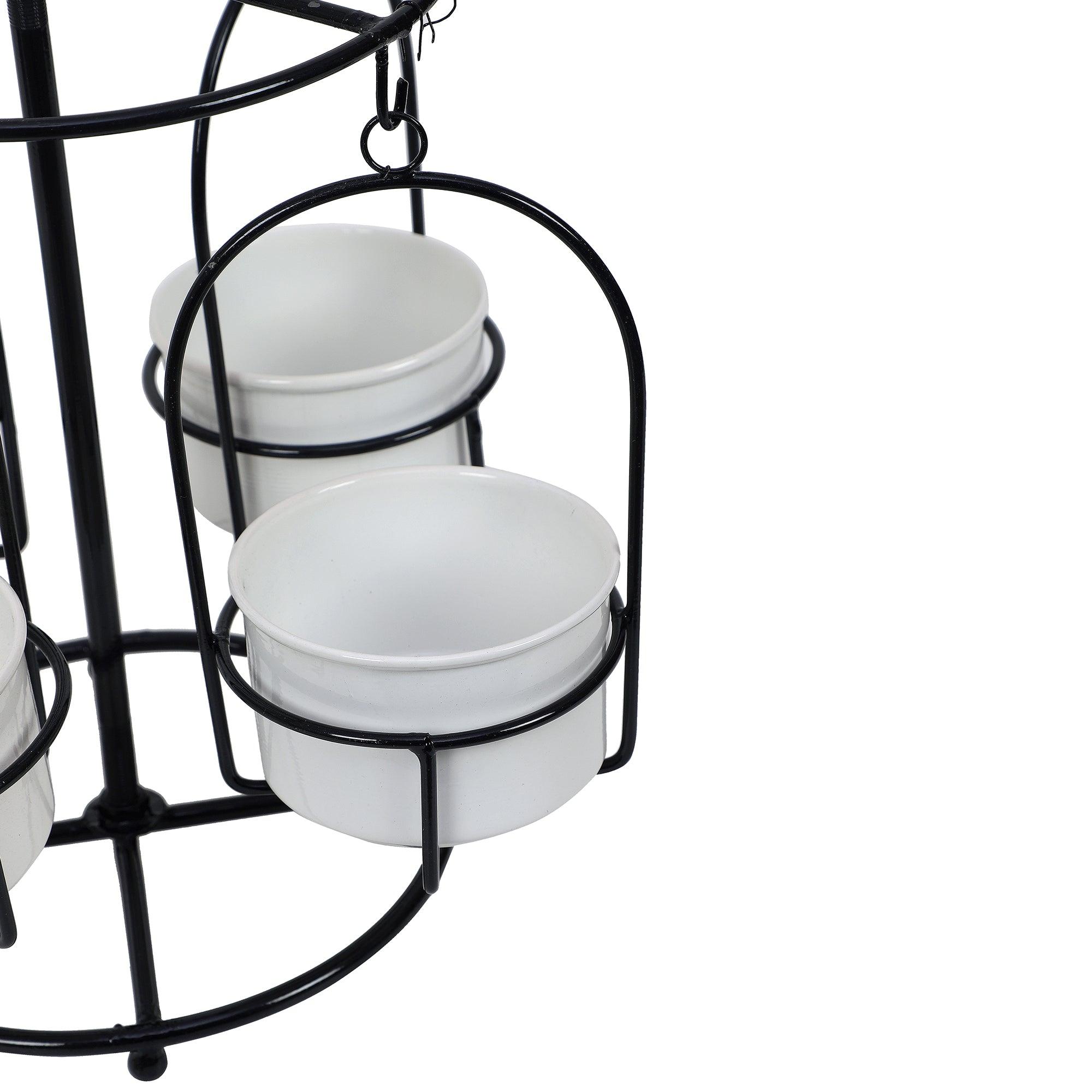 Black & White Merry Go Round Revolving Planter - WoodenTwist