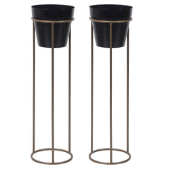 Big Pot Shape Planter Gold & Black (Set of 2) - WoodenTwist