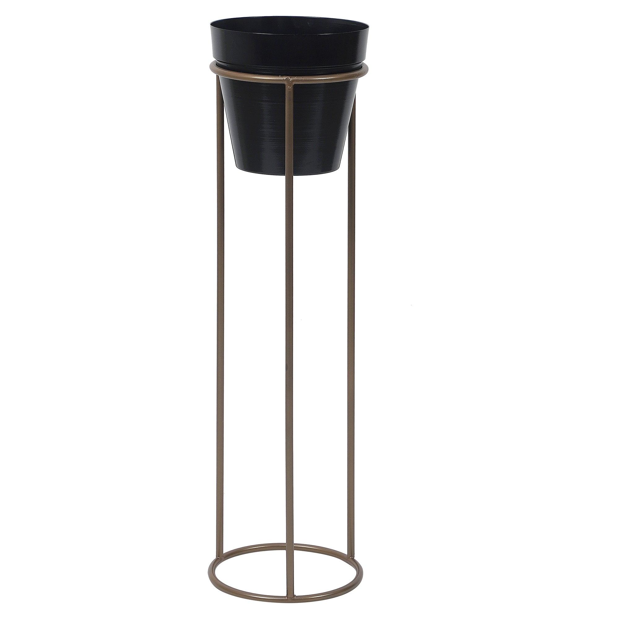 Big Pot Shape Planter Gold & Black with Wide Stand (Set of 2) - WoodenTwist