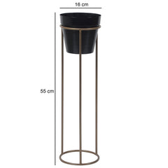 Big Pot Shape Planter Gold & Black with Wide Stand (Set of 2) - WoodenTwist