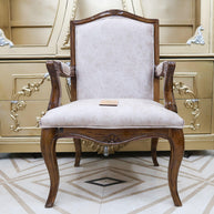 Wooden Twist Royal Hand Carved Teak Wood Armchair ( Brown ) - WoodenTwist