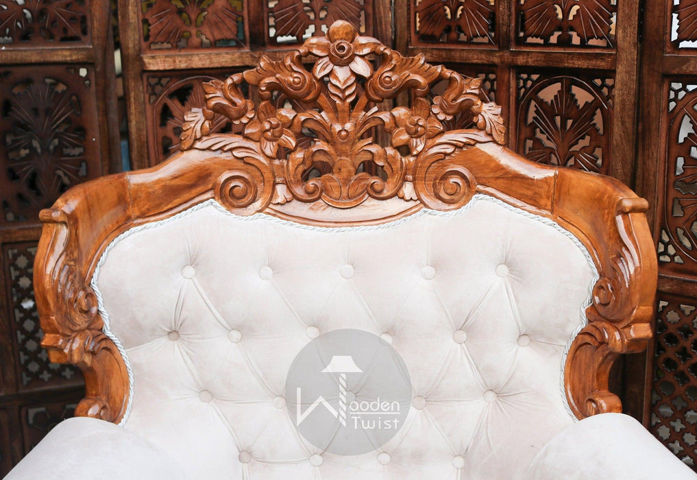 Wooden Standard Sofa Chair Amazing Antique Style Look (Sheesham Wood) - WoodenTwist