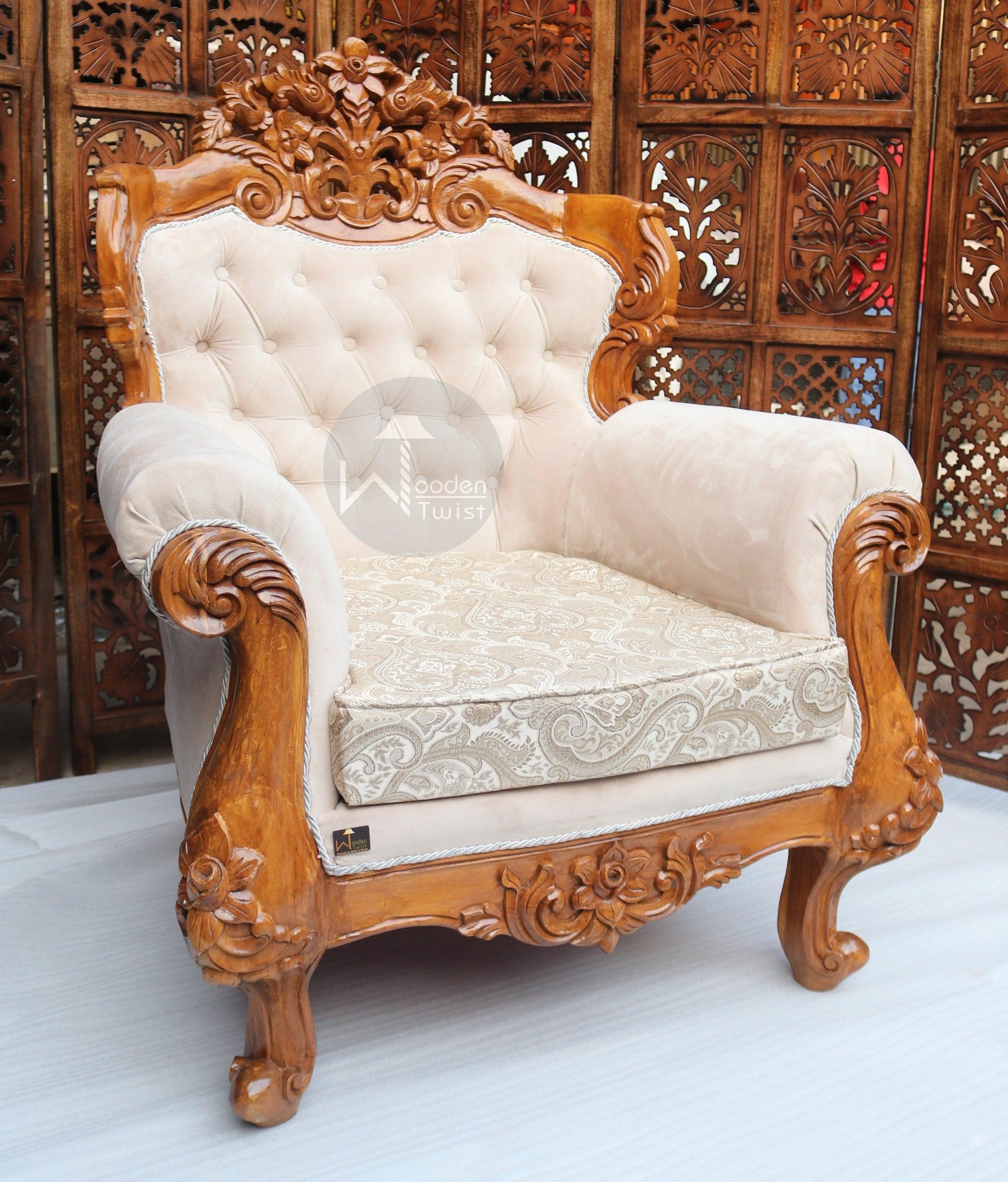 Wooden Standard Sofa Chair Amazing Antique Style Look (Sheesham Wood) - WoodenTwist