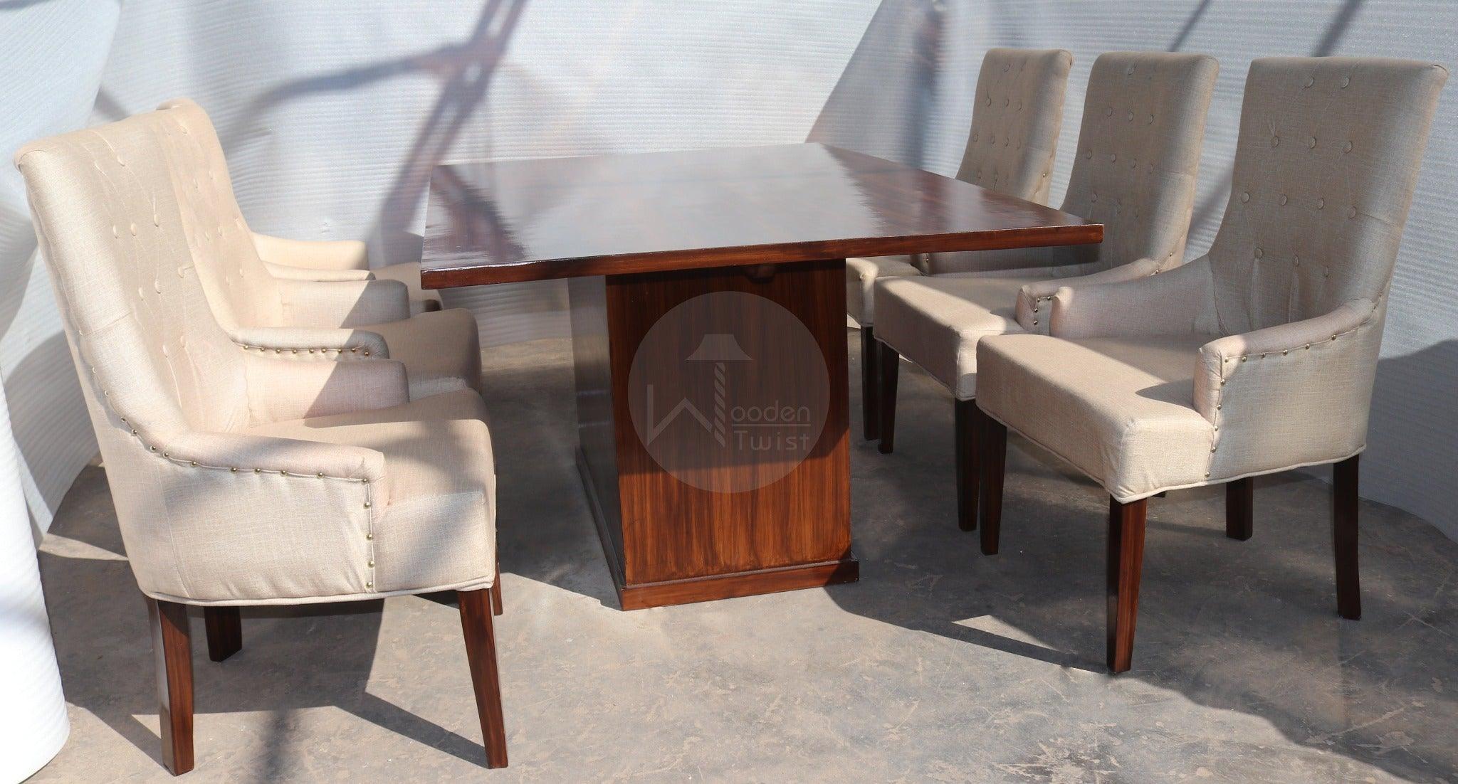 Premium Teak Wood 6 Seater Dining Table Set - WoodenTwist