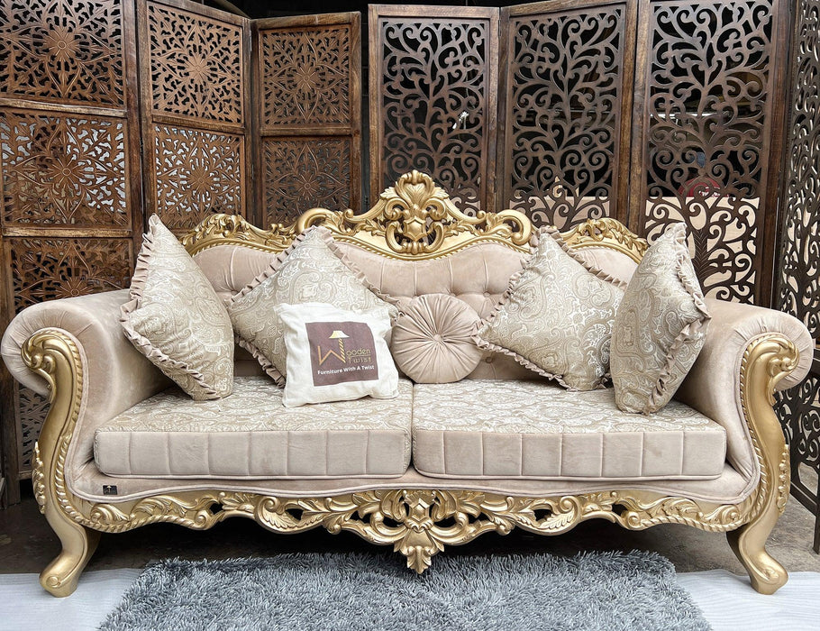 Royal Antique Golden Finish Carved Sofa