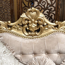 Handmade Royal Antique Golden Finish Carved Sofa (3 Seater) - WoodenTwist