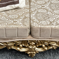 Handmade Royal Antique Golden Finish Carved Sofa (3 Seater) - WoodenTwist