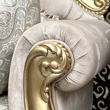 Handmade Royal Antique Golden Finish Carved Sofa (3 Seater) - WoodenTwist