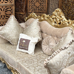 Handmade Royal Antique Golden Finish Carved Sofa (3 Seater) - WoodenTwist