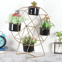 Revolving Wheel Gold & Black Revolving Planter - WoodenTwist