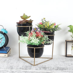 Traingle Stand Planter Gold & Black - WoodenTwist